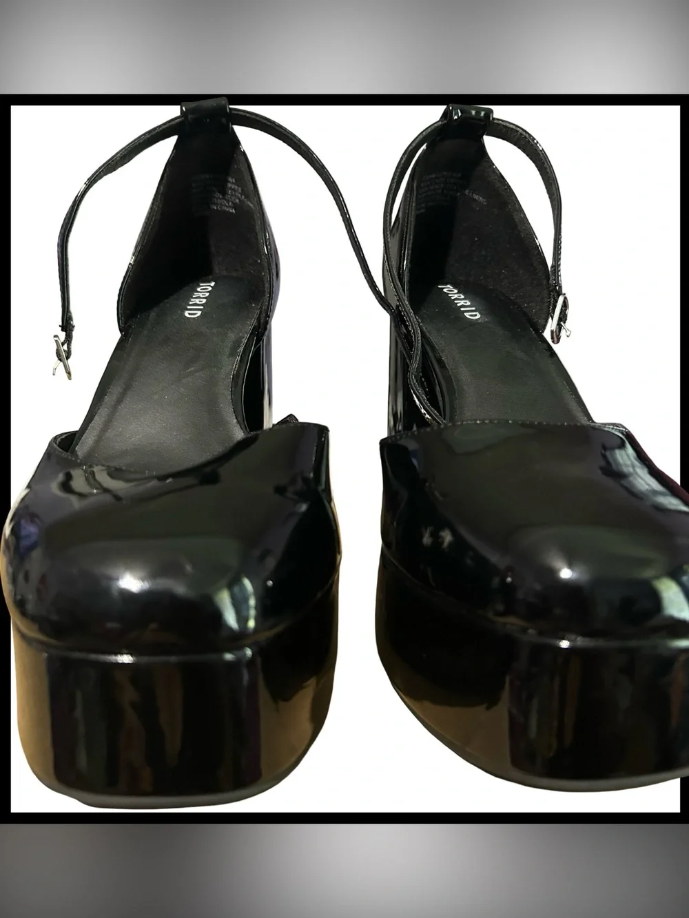 🆕 Women’s Torrid Black Patent Platform Mary Jane Heels with Ankle Strap